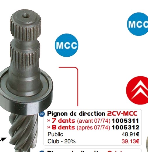 Pignon catalogue MCC